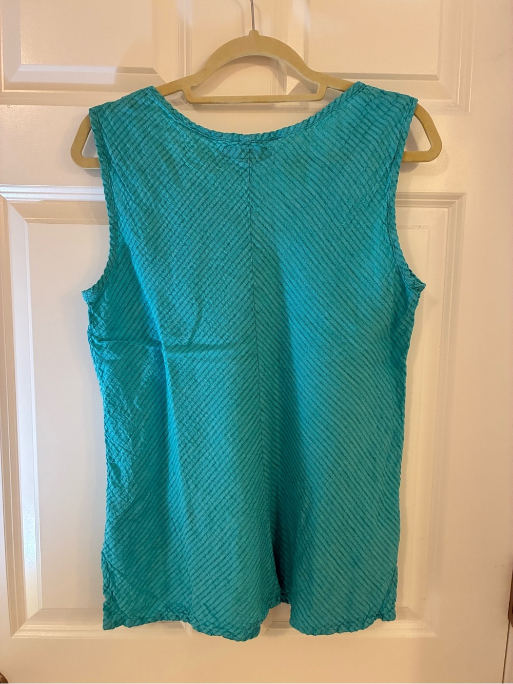 FLAX 100% Linen Sleeveless Tank Tunic Top Aqua Teal Blue Green Lagenlook Small - Picture 5 of 5